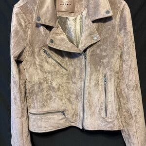 Blank NYC Taupe Suede Moto Jacket with Zip Details